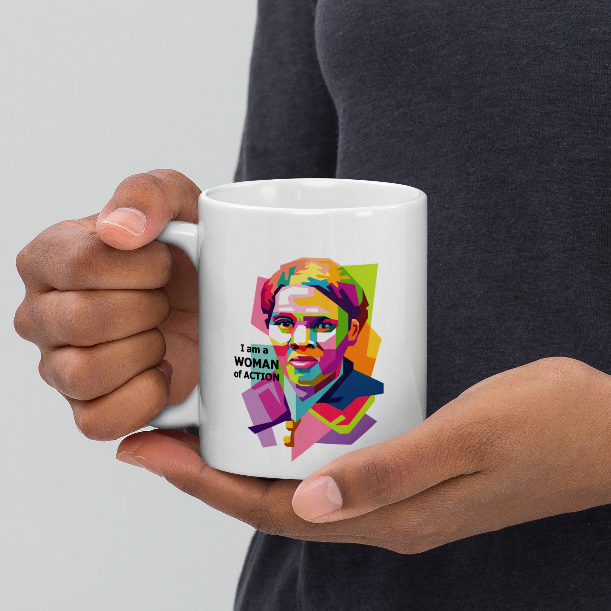 Harriet Tubman A Woman of Action White glossy mug