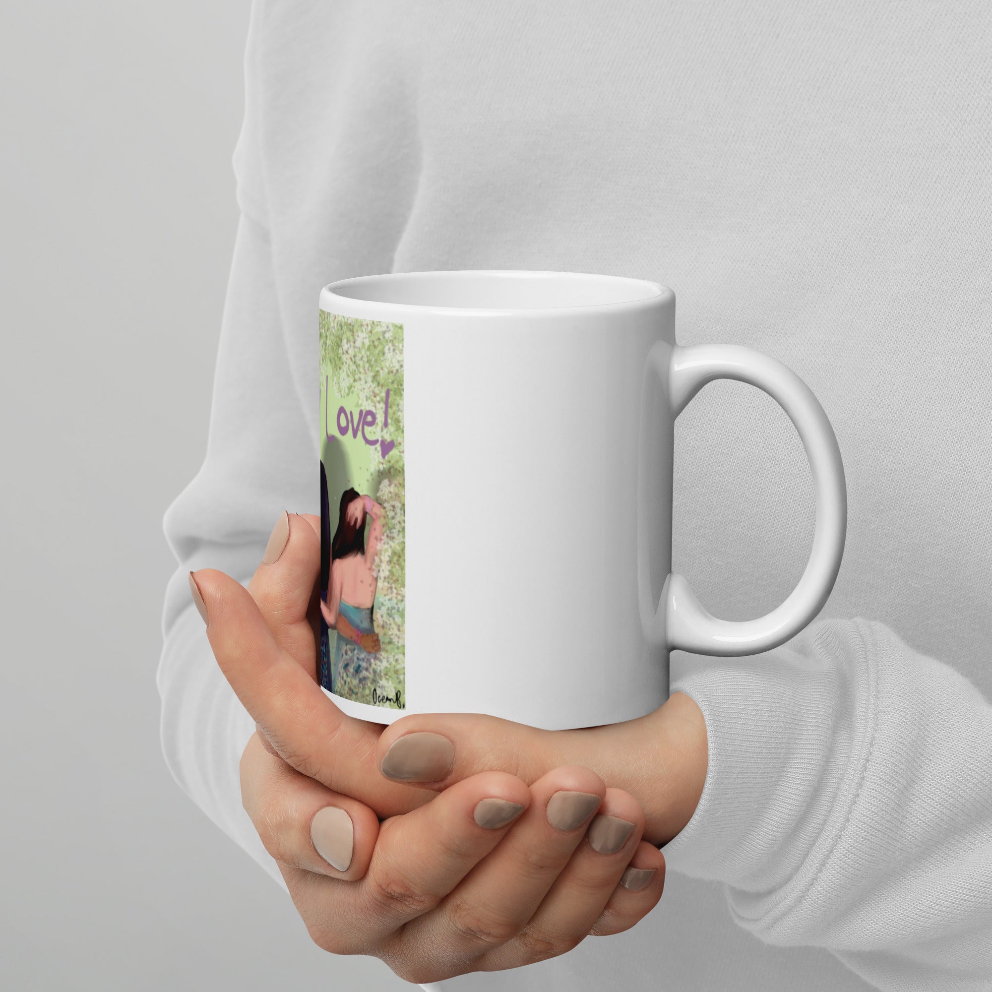 Girls United by Love White glossy mug