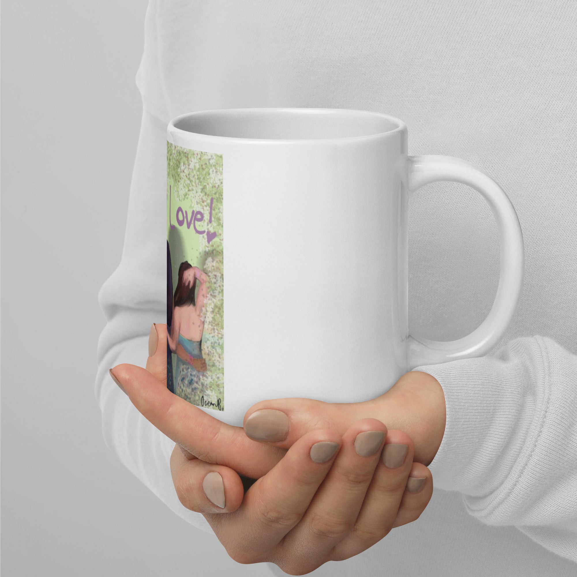 Girls United by Love White glossy mug
