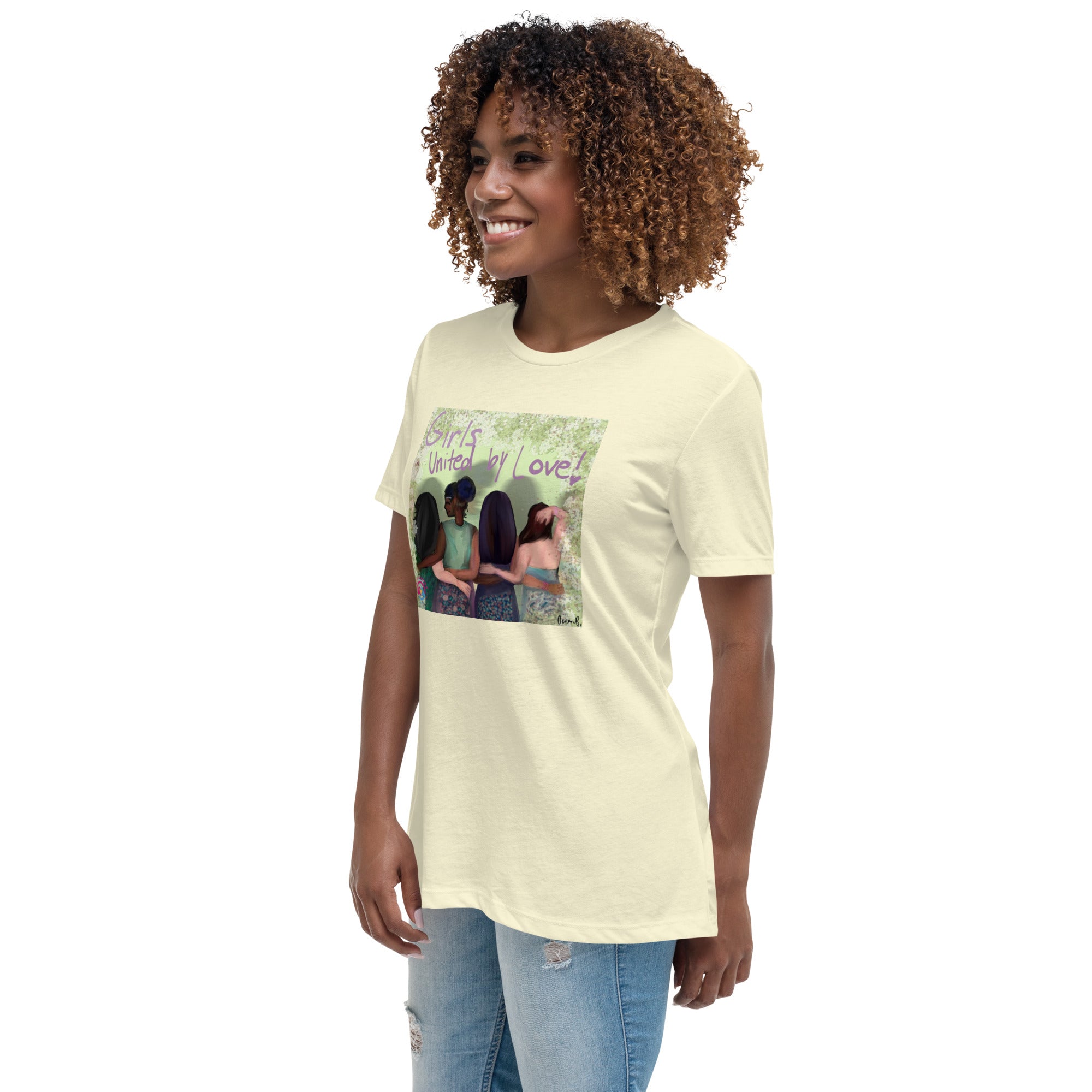 Girls United by Love Women's Relaxed T-Shirt, designed by Ocean Brown