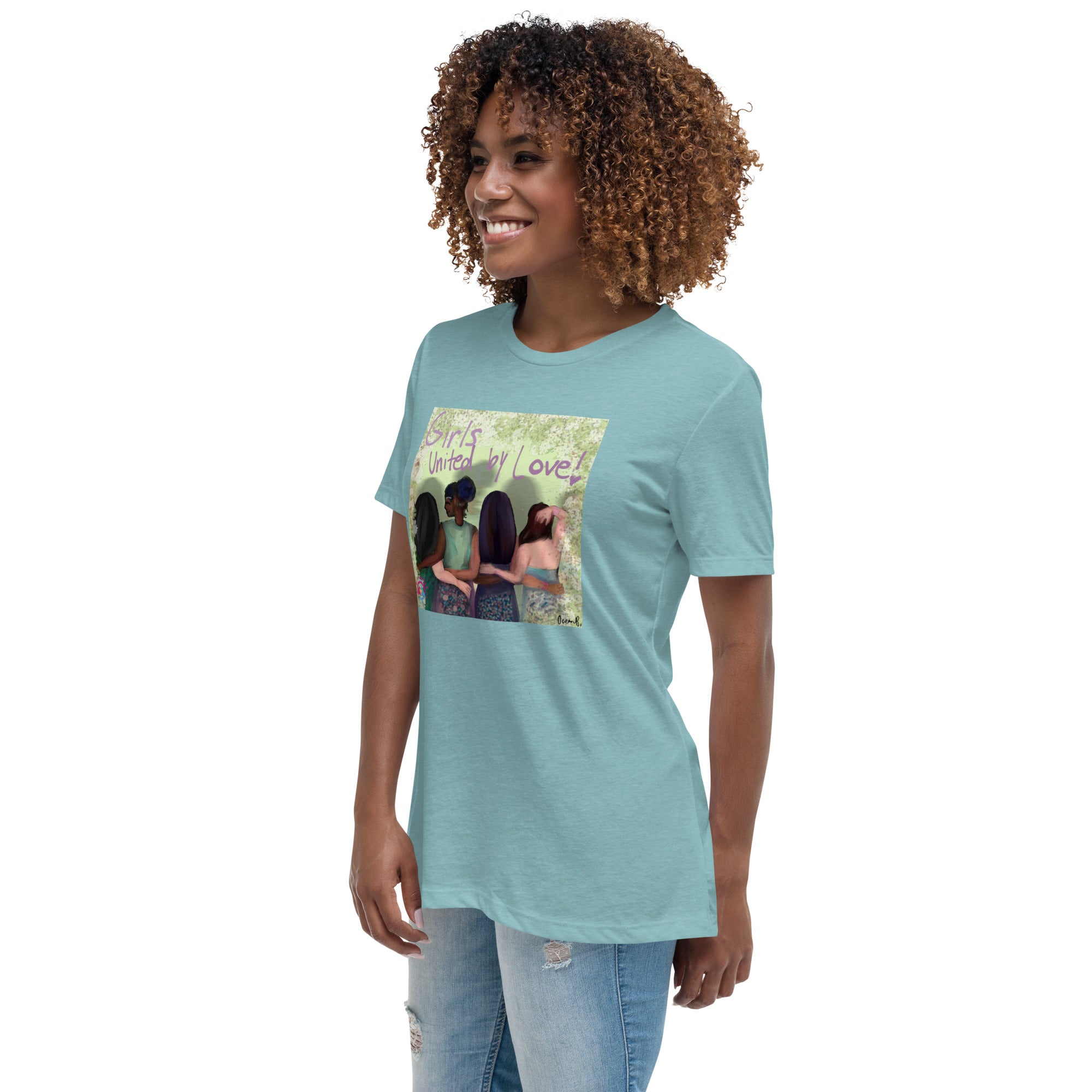Girls United by Love Women's Relaxed T-Shirt, designed by Ocean Brown