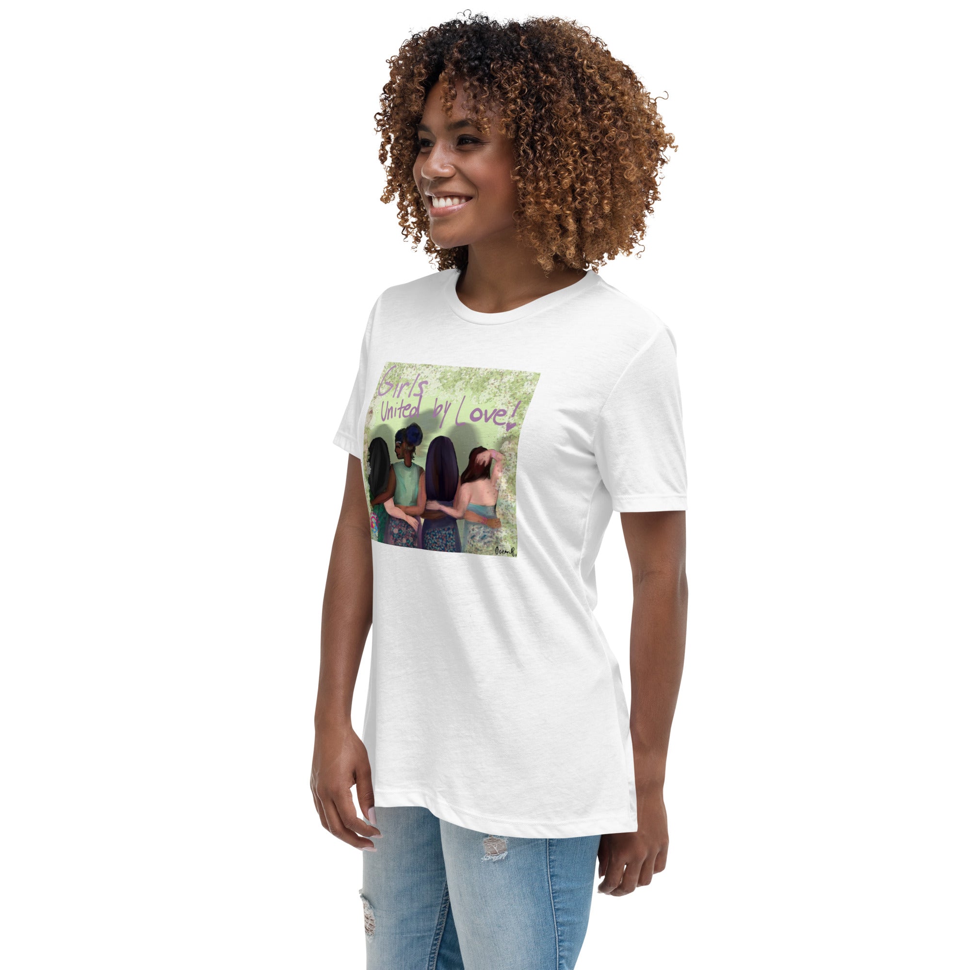 Girls United by Love Women's Relaxed T-Shirt, designed by Ocean Brown