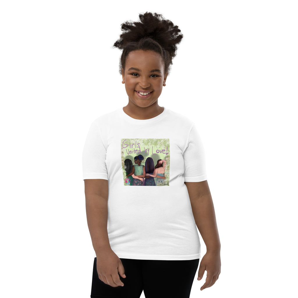 Girls United by Love Youth Short Sleeve T-Shirt, designed by Ocean Brown