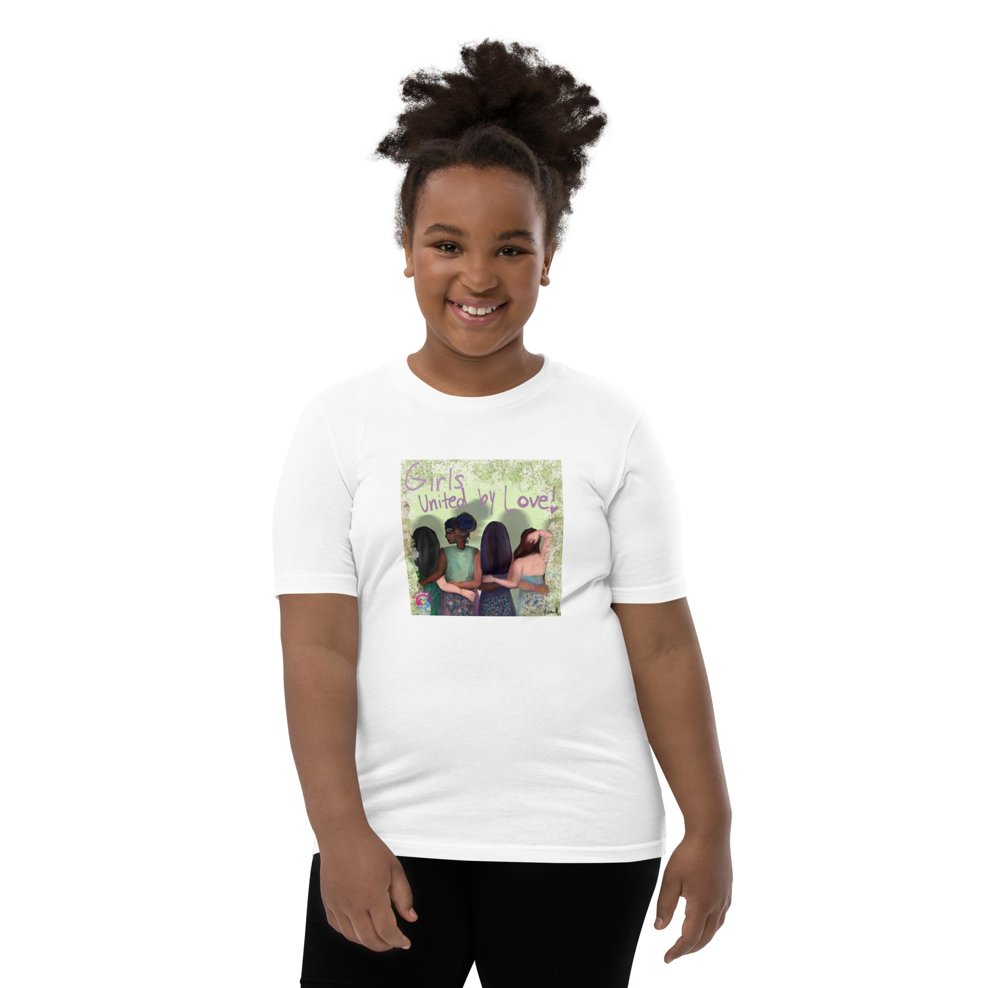 Girls United by Love Youth Short Sleeve T-Shirt, designed by Ocean Brown