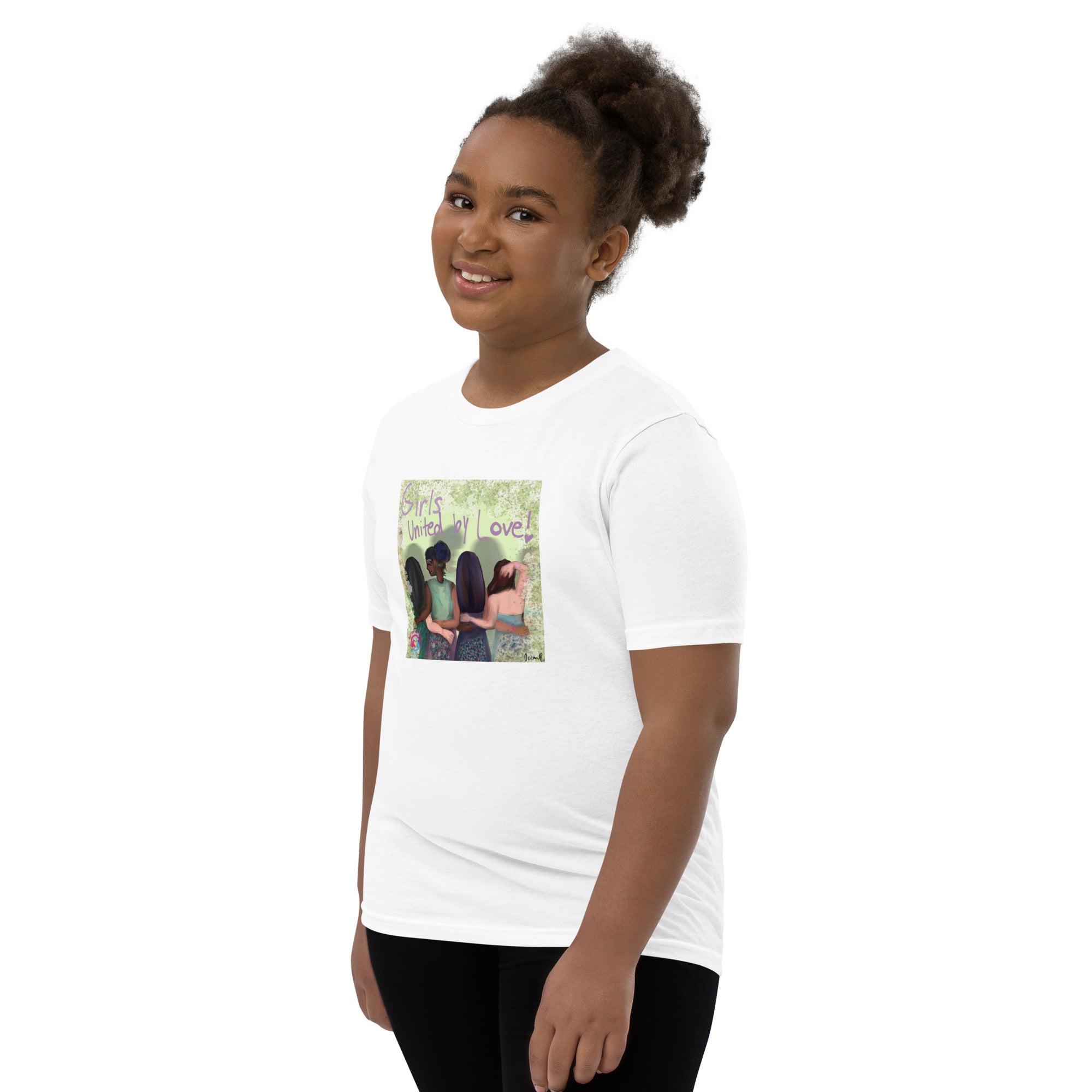 Girls United by Love Youth Short Sleeve T-Shirt, designed by Ocean Brown
