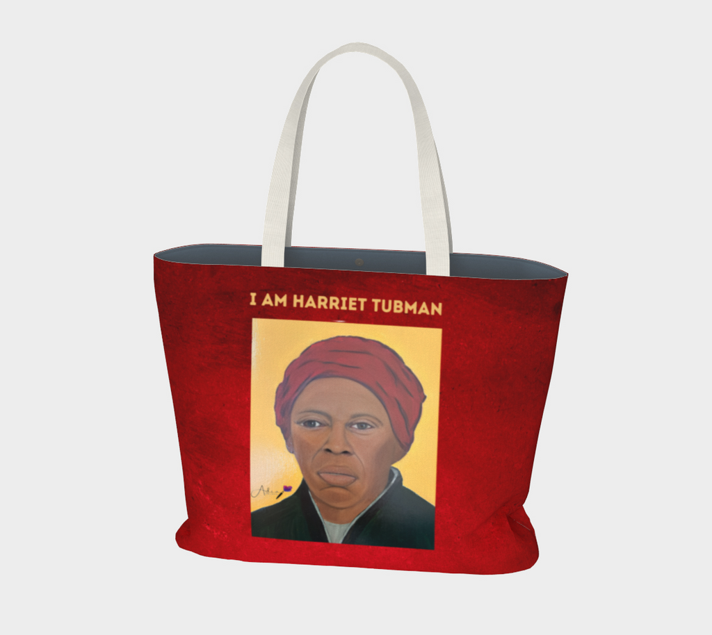 I AM HARRIET TUBMAN Large RED Tote Bag