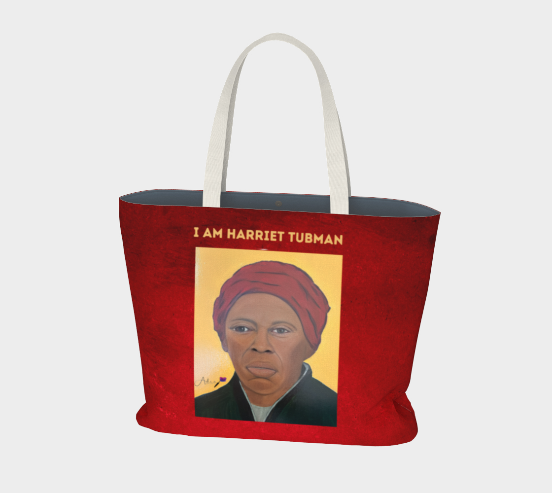 I AM HARRIET TUBMAN Large RED Tote Bag