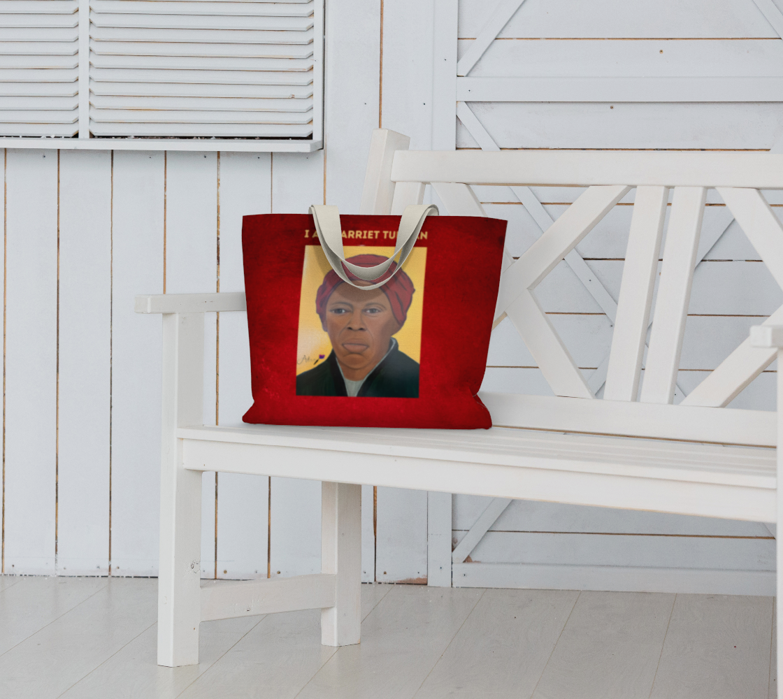 I AM HARRIET TUBMAN Large RED Tote Bag